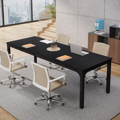 Tribesigns 6.5 FT Conference Room Table, 78.74" W x 27.56" D Large Office Conference Table, Modern Seminar Meeting Table Desk for Boardroom, Meeting Room (1, Black) - color: Black