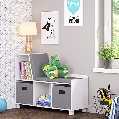 RiverRidge Folding Storage Bins - 2-pack of 10in Tall Gray Cubes | Fabric Bins, Set of 2 Storage Cubes, Cut-out Handles, Playroom Closet Organizer, Collapsible Cubby with Bottom Board Insert - color: 2 Gray 10in H Bins