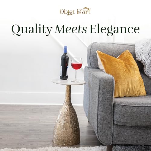 OBJET D'ART Tronc Small Round Gold End Table, 22" H | Vintage Metal Accent, Side Table, Pedestal, Cocktail, Drink Table, Living Room, Small Spaces, Modern Look, Quality Build - style: Tronc