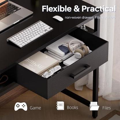 Pamray 32 Inch Small Computer Desk with Drawers for Bedroom Small Spaces | Compact, Sturdy, Easy Assembly, Mini, Suitable for Dorm and Apartment, Study and Writing - color: Marble