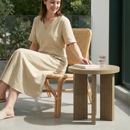 17.52" Small Round Side Table, Walnut | Coffee Table with Smooth Thick Mesa, Circle End Table with X Shaped Stable Legs, Accent Tea Table for Living Room, Office - color: Walnut, style: Side Table