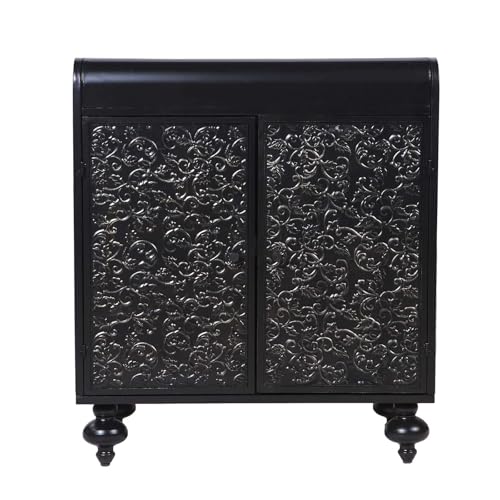 Accent Cabinet with Embossed Pattern, 2-Door Steel Sideboard Buffet Cabinet for Living Room Dining Room Entryway, Storage Cabinet with Shelves