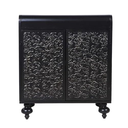 Accent Cabinet with Embossed Pattern, 2-Door Steel Sideboard Buffet Cabinet for Living Room Dining Room Entryway, Storage Cabinet with Shelves