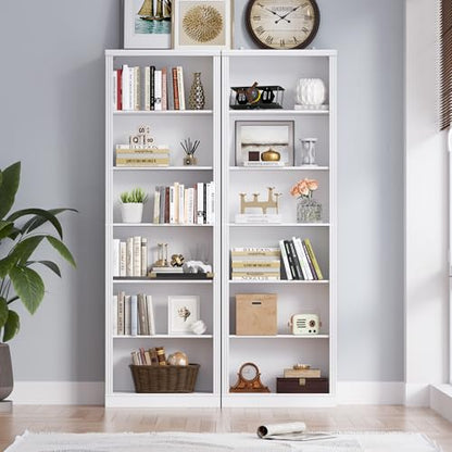 BORNOON 74" Tall Bookshelf, 6-Tier Floor Standing Bookcase with 2 Adjustable Shelves, 24" Wide Open Storage Shelf, Modern Display Organizer for Home Office, Living Room, Bedroom, Study