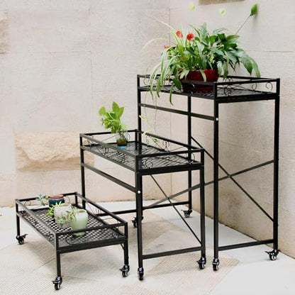 Zhongma 1 Tier Window Height Sturdy Metal Plant Stand with Wheels, 40.5x16x40.4 in High, Heavy Duty Succulent Shelf for Home Indoor and Outdoor, 220 LBS Capacity & Heavy Duty Construction - color: 1 Tier 40.5x16x40.4 Inch High