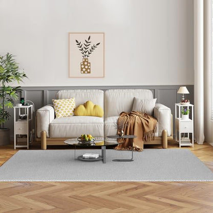 TUTOTAK Small Narrow End Table with Charging Station, Set of 2, Side Table with Outlets, Nightstand with Cloth Drawer, Couch Table, for Living Room, Bedroom, Bedside, White TB01BW058 - color: White, style: 1 Drawer & Plug