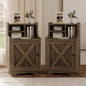 4ever2buy Oak Nightstand Set of 2, 30" Tall Night Stand with Hutch | Farmhouse Tall Bedside Table End Table for Bedroom Living Room Sofa Office, Storage Cabinet, Oak - color: Oak