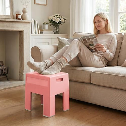 HOTEAGLE Modern Nightstand - Multifunctional Plastic Bedside Table with Storage Space, Side Table Easy Assembly for Bedroom, Dorm and Small Areas (14.2" D x 11.8" W x 15.78" H, Pink) - color: Pink