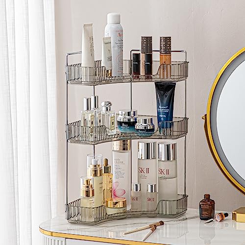 3-Tier Corner Bathroom Counter Organizer – Classic Storage Shelf for Makeup, Perfume & Toiletries, Space-Saving Countertop Tray Fits Bathroom, Dresser, Kitchen (Slate Gray) - color: Slate Gray, size: Classic-3 Tier