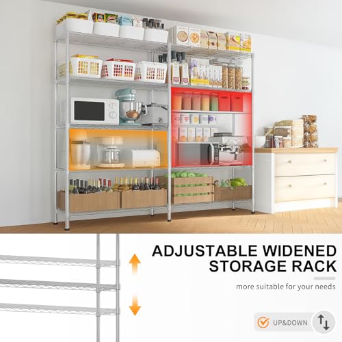 4-Tier Shelf, Adjustable Wire Metal Rack Shelving, Heavy Duty Standing Storage Shelves, Garage, Kitchen, Office, Bathroom, Shelfs Easy Assembly, 57.9" W x 13.8" D x 59" H, Chrome - color: Chrome, size: 4-tier 57.87"W x 13.78"D x 59.06"H