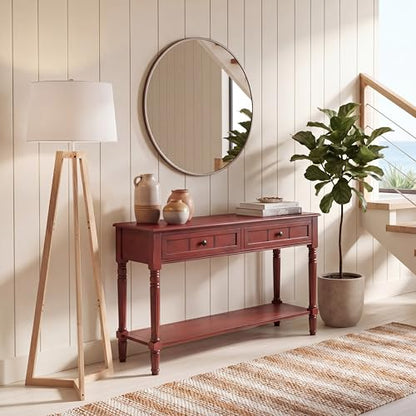 SAFAVIEH Furniture - Samantha 2-Drawer Console Table - Red - Solid Wood - Classic Storage Design - Ideal for Entryway, Living Room, Hallway, 35.8"W x 13.8"D x 29.5"H (AMH5710E) - color: Red