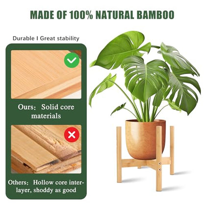 RETON Wood Plant Stand Indoor, Mid Century Modern Indoor Plant Stand, Wooden Plant Holder, Modern Bamboo Flower Pot Stand for Indoor, Outdoor, Garden, Yard, Office (9.9in, Medium) - size: Medium