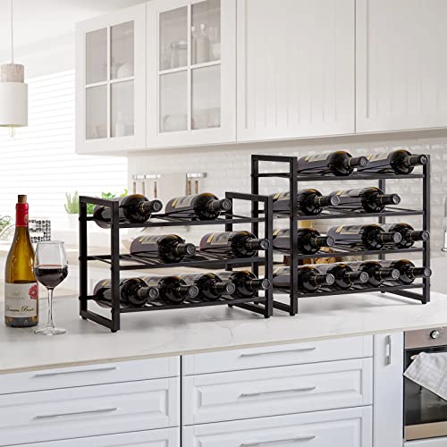 IBUYKE Metal Wine Racks Countertop,16 Bottles Wine Bottle Holder,TMJ903H | 4 Tiers Wine Rack Wine Rack Freestanding Wine Storage Cabinet for Home Kitchen Pantry Wine Cellar Bar - size: 16 Bottle