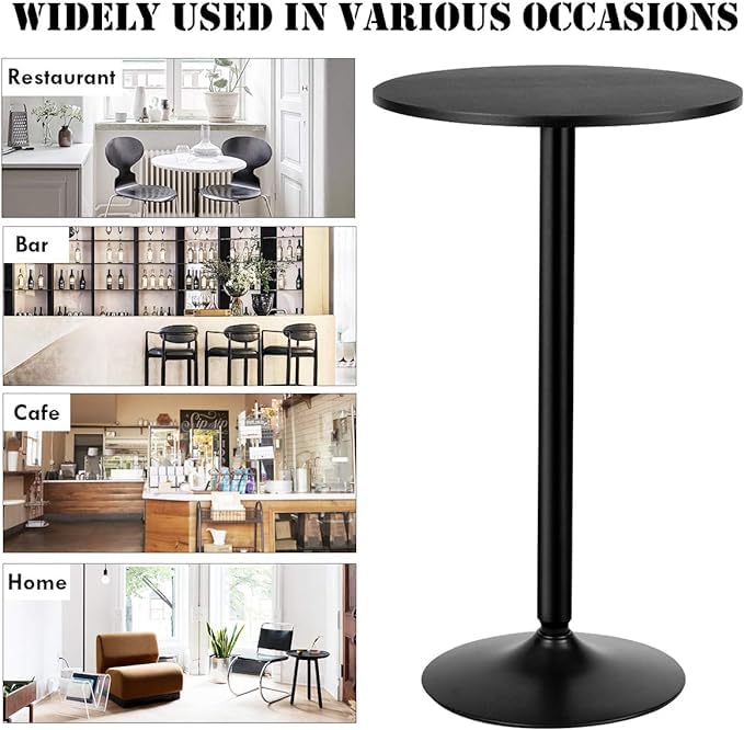 ERGOMASTER Two-in-one Adjustable Height Bar Tables, 24-inch Round Cocktail Table with Sturdy Metal Base, 40"/22" Two Convertible Height High Top Pub Table for Home Bar, Restaurant Bistro (2, Black) - color: Black, size: Diameter：23.99‘’
