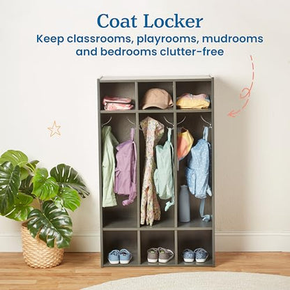 ECR4Kids Streamline 3-Section Coat Locker with Cubby Storage, Classroom Furniture, Grey Wash - color: Grey Wash