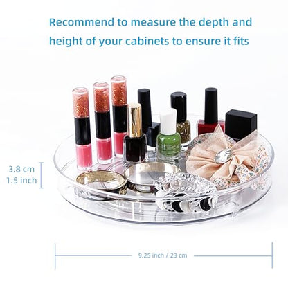 2 Pack Lazy Susan 9.25" Inch Turntable Organizer Pantry Organization and Storage Container Bins Spice Rack Cabinet Rotating Condiment for Pantry Kitchen Vanity Bathroom Jewelry Holder Clear - size: 9.25 inch 2Pack