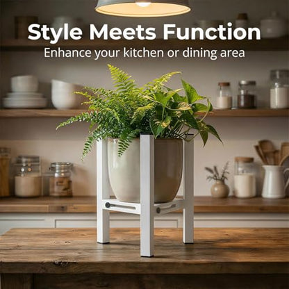 Small Metal Desktop Plant Stand Indoor, Adjustable Plant Holder Fits 5.1-7.5" Pots for Succulents, Bonsai & Office (Without Pots) - color: White