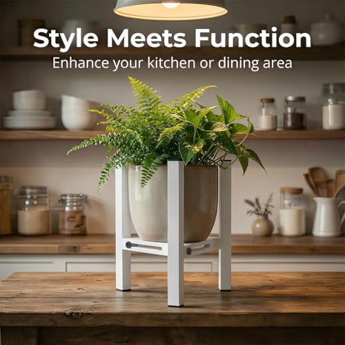Small Metal Desktop Plant Stand Indoor, Adjustable Plant Holder Fits 5.1-7.5" Pots for Succulents, Bonsai & Office (Without Pots) - color: White