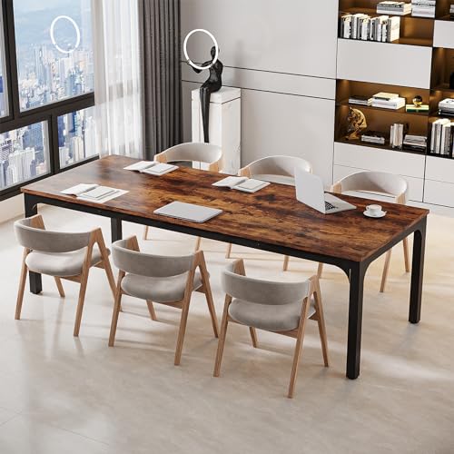 Tribesigns 6.5 FT Conference Room Table, 78.74" W x 27.56" D Large Office Conference Table, Modern Seminar Meeting Table Desk for Boardroom, Meeting Room (1, Rustic Brown) - color: Rustic Brown