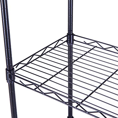 FOXHOLE 4-Tier Wire Shelving Unit Black Metal Storage Rack 17.72" W x 11.81" D x 49.61" H - size: 17.72" W x 11.81" D x 49.61" H