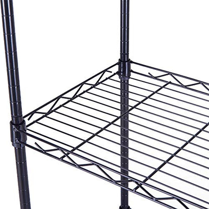 FOXHOLE 4-Tier Wire Shelving Unit Black Metal Storage Rack 17.72" W x 11.81" D x 49.61" H - size: 17.72" W x 11.81" D x 49.61" H
