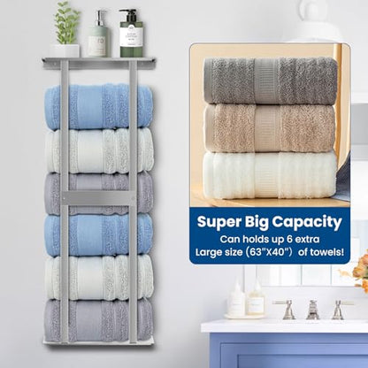 Bathroom Towel Storage Rack, Wall Mounted Bathroom Towel Rack, 30 inch Heavy Duty 6 Large Towels, Wall Mounted Towel Rack for Rolled Towels, Silver - color: Silver