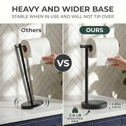 Hoimpro 13" Matte Black Stand Hand Towel Holder Bathroom Kitchen Countertop Towel Rack Towel Bar Ring Free Standing Counter T Bath Accessories Freestanding Vanity Sink Hardware Stainless Steel - color: Matte Black