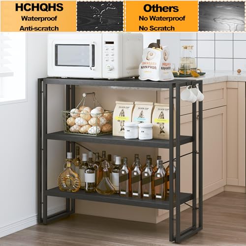 HCHQHS Bookshelf, 3-Tier Industrial Bookcase, Black Open Book Shelf, Freestanding Horizontal Bookshelves with Metal Frame - color: Black, size: 3-Tier (31.5"W x 33.5"H)