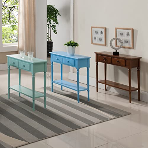 Leick Home Coastal Console Table, Solid Wood, with Drawer and Shelf, for Entryways, Hallways, and Living Rooms, Pecan Brown, 20027-PC - color: Pecan, size: 1 Drawer