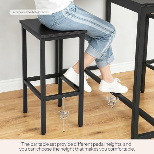 HOOBRO Bar Table and Chairs Set, 47.2" Rectangular Pub Table with 2 Stools for Small Space, 3-Piece Breakfast Stools Set, Sturdy Metal Frame, Easy to Assemble, Black BB52BT01 - color: Black
