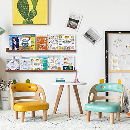AZSKY 48 Inch Floating Wall Ledge Bookshelf Light Walnut Kids Book Trophy and Family Picture Photo Frames Display Shelves Wall Mounted a Set of 2 - color: Light Walnut, size: 48in set 2