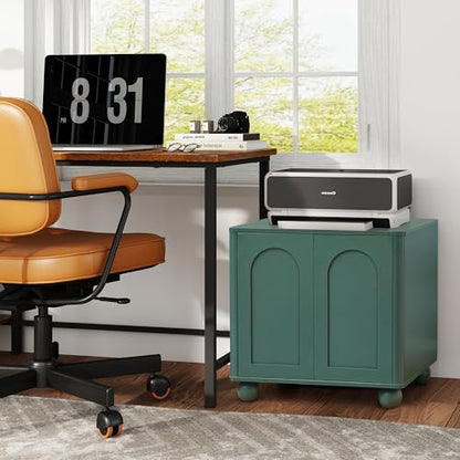 Samll Square Side Table with Charging Station, Mid Century Modern Nightstand with Storage for Bedroom Bed, Small Accent Table with Doors for Living Room Couch Sofa Chair, Office Desk - Green - size: Green-door