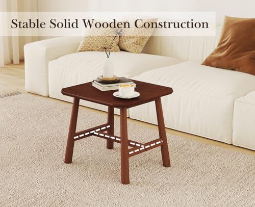 CIMOTA Solid Wood Side Table Modern Small Square End Table for Living Room Farmhouse Narrow Nightstand for Small Spaces/Bedroom/Office, Walnut Finish - color: Walnut