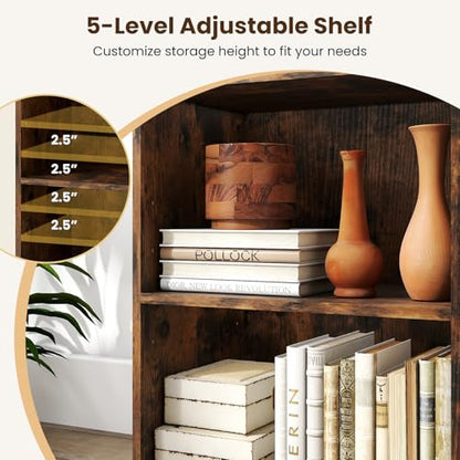 Giantex 2-Cube Bookshelf and Bookcase, 2-Layer Storage Shelf w/Large-Capacity Open Storage Space for Living Room Bedroom Study Office, Multi-Functional Furniture Display Cabinet, Rustic Brown | Display Shelf with Open Storage Space for Living Room, Home O