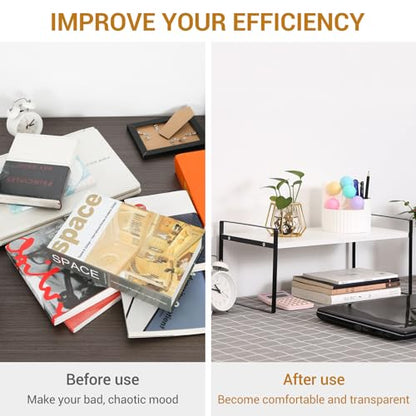 YGYQZ Desk Shelf Organizer for Top of Desk, 1-Tier Desktop Bookshelf, Black & White - color: 1-tier Black/White