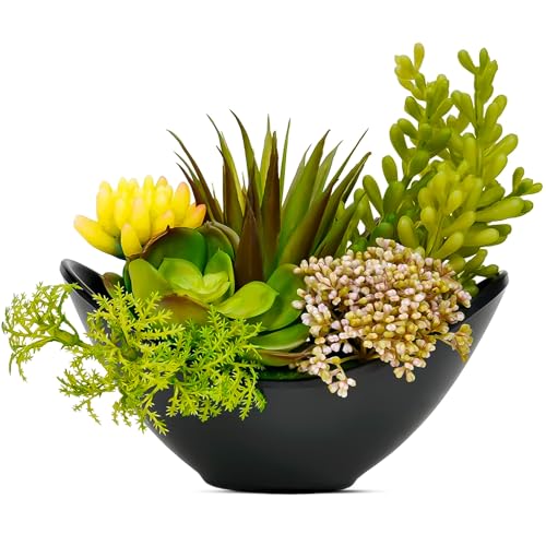 Artificial Succulents Plants Fake Potted Plants 7.2 Inch | Faux Succulents, Artificial Plants & Greenery for Hone Garden, Table Desk Shelves, Bathroom, Office Decorations