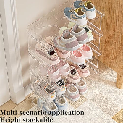 2 Tiers Acrylic Kids Shoe Rack,Shoe Organizer Storage for Shoe and Boot,Clear Shoes Shelf for Closet,Shoe Organizer for Entryway,for Hallway,Small Spaces,Garage,Closet