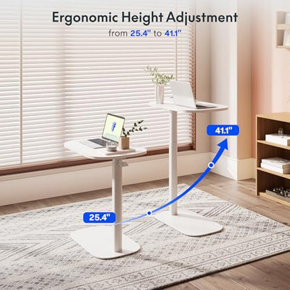 FLEXISPOT Adjustable C Table Mobile Snack Side End Table Sofa Couch Bedside Table Laptop Cart TV Tray Night Stand Small Space Side Table(23.6" W x 13.8" D,White) - color: White, size: 24x14