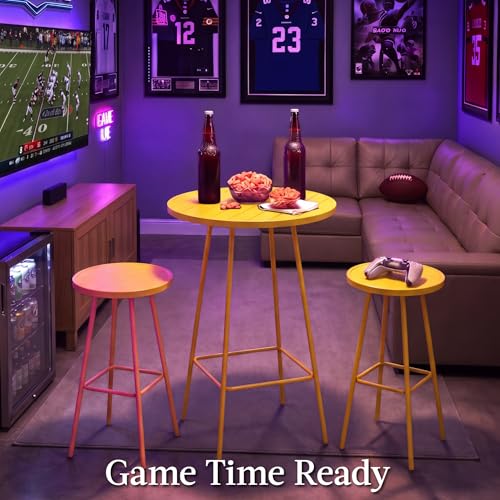 Best Choice Products 3-Piece Patio Dining Set, Bar Height, Outdoor Bistro Set, Outdoor Round Bar Table w/ 2 Bar Stools, Steel - Yellow - color: Yellow