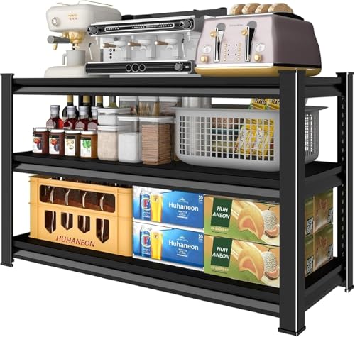 Metal Storage Garage Shelving - 3 Tier 40'' Wide 1500 Lbs Heavy Duty Utility Shelves Freestanding - Adjustable Rack Units for Kitchen Pantry Basement - 40" W x 16" D x 36" H Black - size: 40"Wx16"D-3T