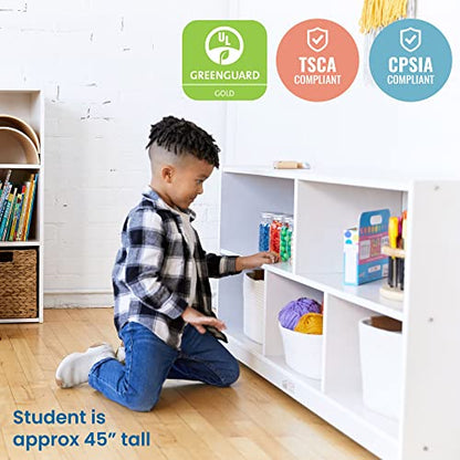 ECR4Kids 5-Compartment Mobile Storage Cabinet, Toddler, Classroom Furniture, White Wash - color: White Wash