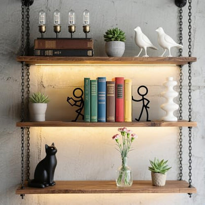 Metal Bookends Reading People Book Ends for Shelves | Figurine Bookends Decorative Unique Desk Bookend Black Book Stopper for Home Reading Bookshelf Decor Book Lovers Gift - style: Reading People