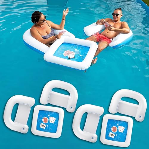 Zento Table for Pool Inflatable Game Station Set with Waterproof Playing Cards Poker Game Deck and Chairs - Card Table with Inflatable Seats for Fun in The Water by The Beach Pool (2 Packs) - size: 2