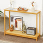 Bamboo Narrow Console Table, 39.4"(L) Wood Small Entryway Table with Rattan and Glass, Accent Slim Hallway Tables, Thin Sofa Side Tables for Hallway, Living Room, Foyer, Burlywood - color: Burlywood 39.4"(l)
