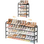 ENJOYBASICS 4 Tier Expandable Shoe Rack for Closet, Free Standing Metal Shoe Shelf Storage Organizer Holder 24 Pairs, Adjustable Width Shoe Rack for Entryway Small Space, Black - size: 4 Tier (8-24 Pairs)