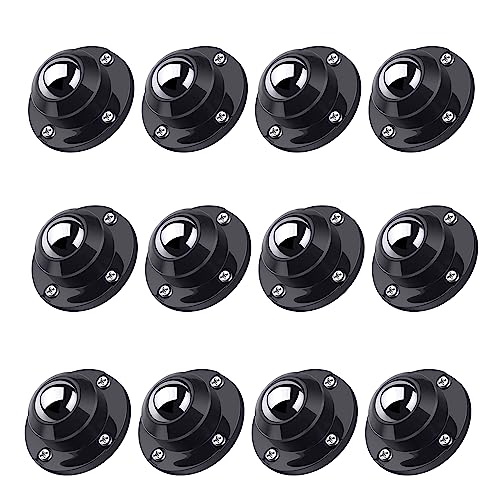 PlusRoc 12 Pack Self Adhesive Caster Wheels 1 Inch for Furniture Mop Bucket, Load Capacity 28LBS Per Wheel, Low Profile Swivel Wheels for Small Appliance Storage Bins - style: Steel Ball