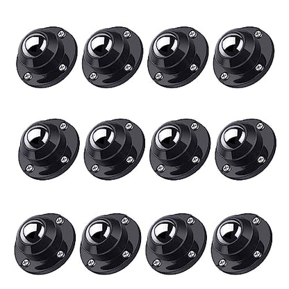 PlusRoc 12 Pack Self Adhesive Caster Wheels 1 Inch for Furniture Mop Bucket, Load Capacity 28LBS Per Wheel, Low Profile Swivel Wheels for Small Appliance Storage Bins - style: Steel Ball