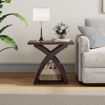 ChooChoo End Side Table, Modern End Table with Storage Shelf | Simple shape, Living Room, Espresso - color: Espresso, size: 15.7"D x 21.7"W x 19.6"H