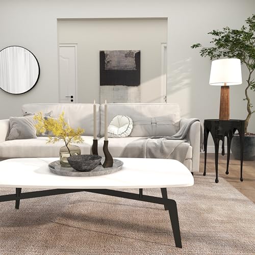 Deco 79 Aluminum Metal End Table with Abstract Drip Design, Black Side Table, Accent Melting Legs and Black Glass Top, 16" x 16" x 25", Black - color: Black