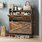 Maupvit Shoe Storage Cabinet with 2 Flip Drawers, Freestanding Shoe Organizer with Metal Legs for Entryway, Narrow Shoe Rack Cabinet, Rustic Brown - color: Rustic Brown, style: 2-Drawers